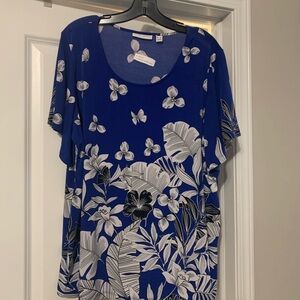Susan Graver Royal Blue and White Botanical Tunic